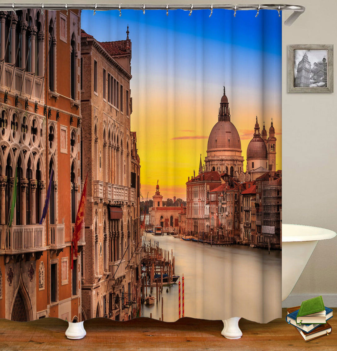 Venice City Shower Curtains with the Canal and Basilica