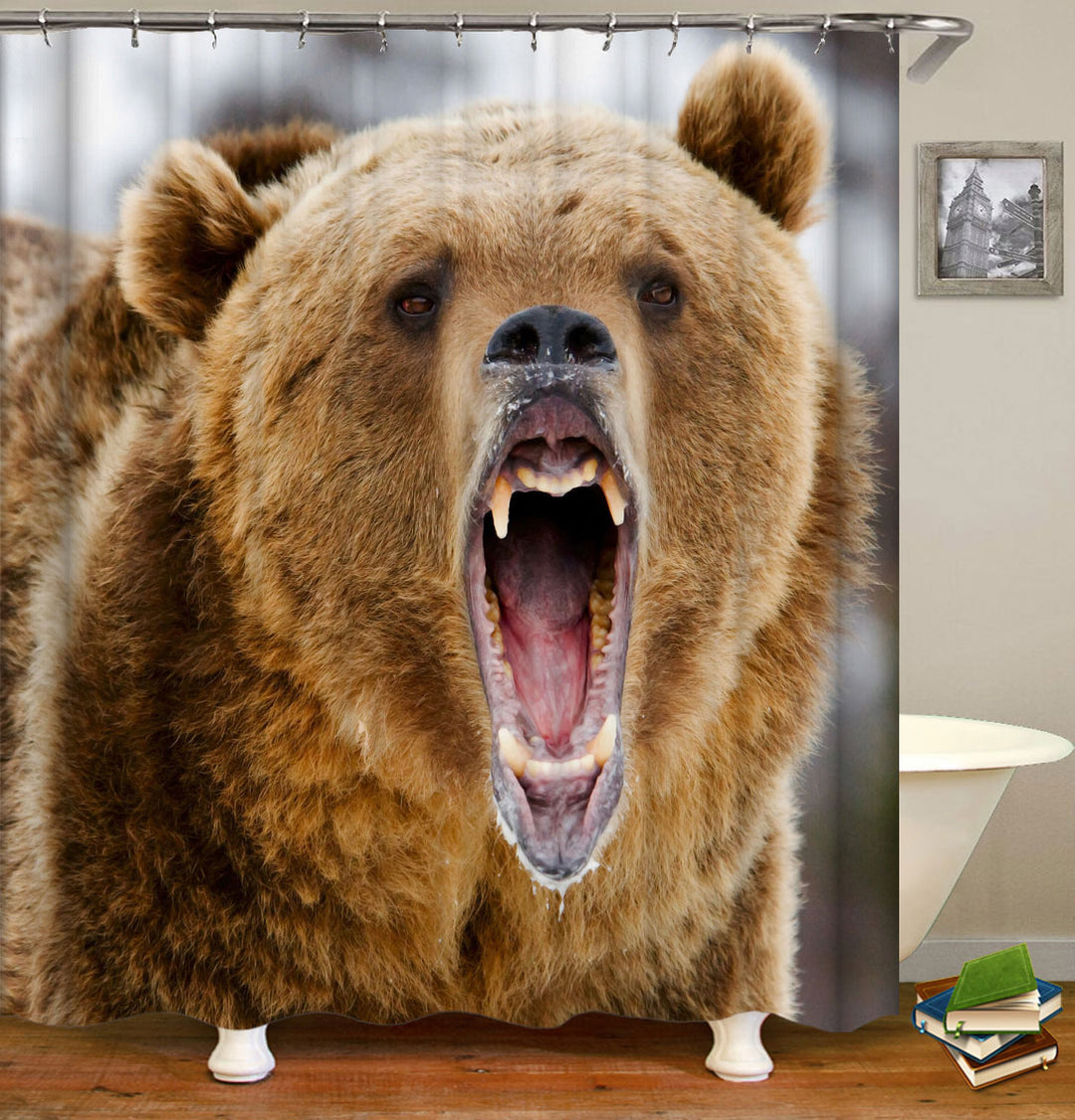 Wild Animals Shower Curtains Roaring Brown Bear