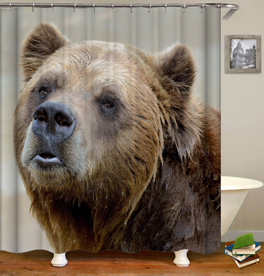 Wild Animals Wet Brown Bear Shower Curtain