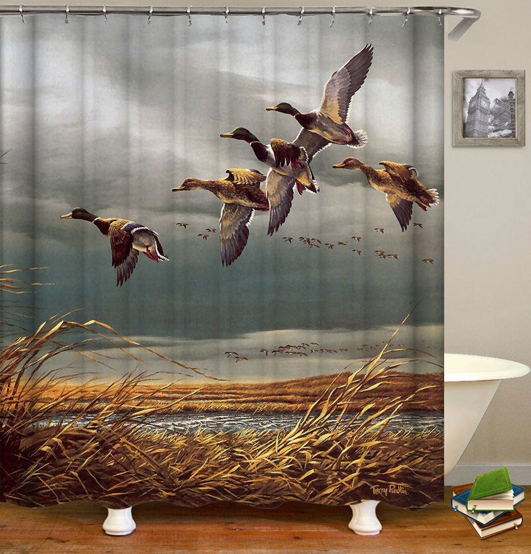 Wild Birds Flying Ducks Shower Curtain