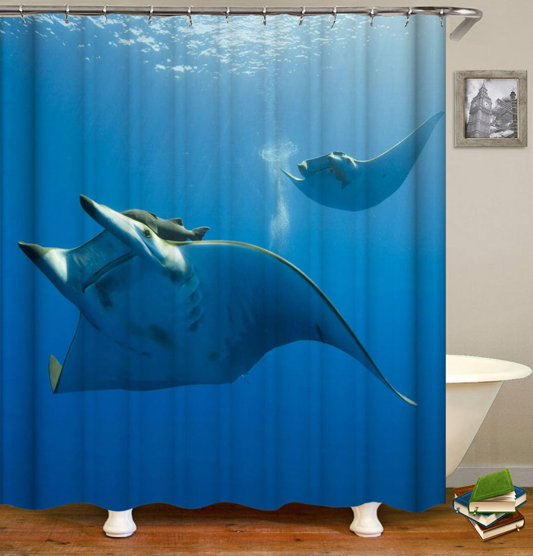 Wild Fish Giant Oceanic Manta Ray Shower Curtain