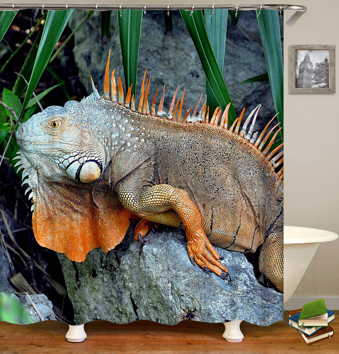 Wild Red Lizard Iguana Shower Curtains